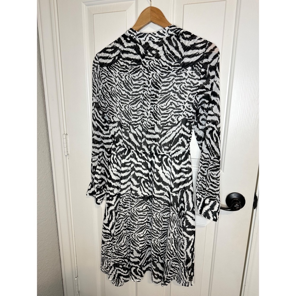 AllSaints Black White Zebra Print Mixed Media Martina Remix Dress Sz S Chic Glam - Picture 5 of 9